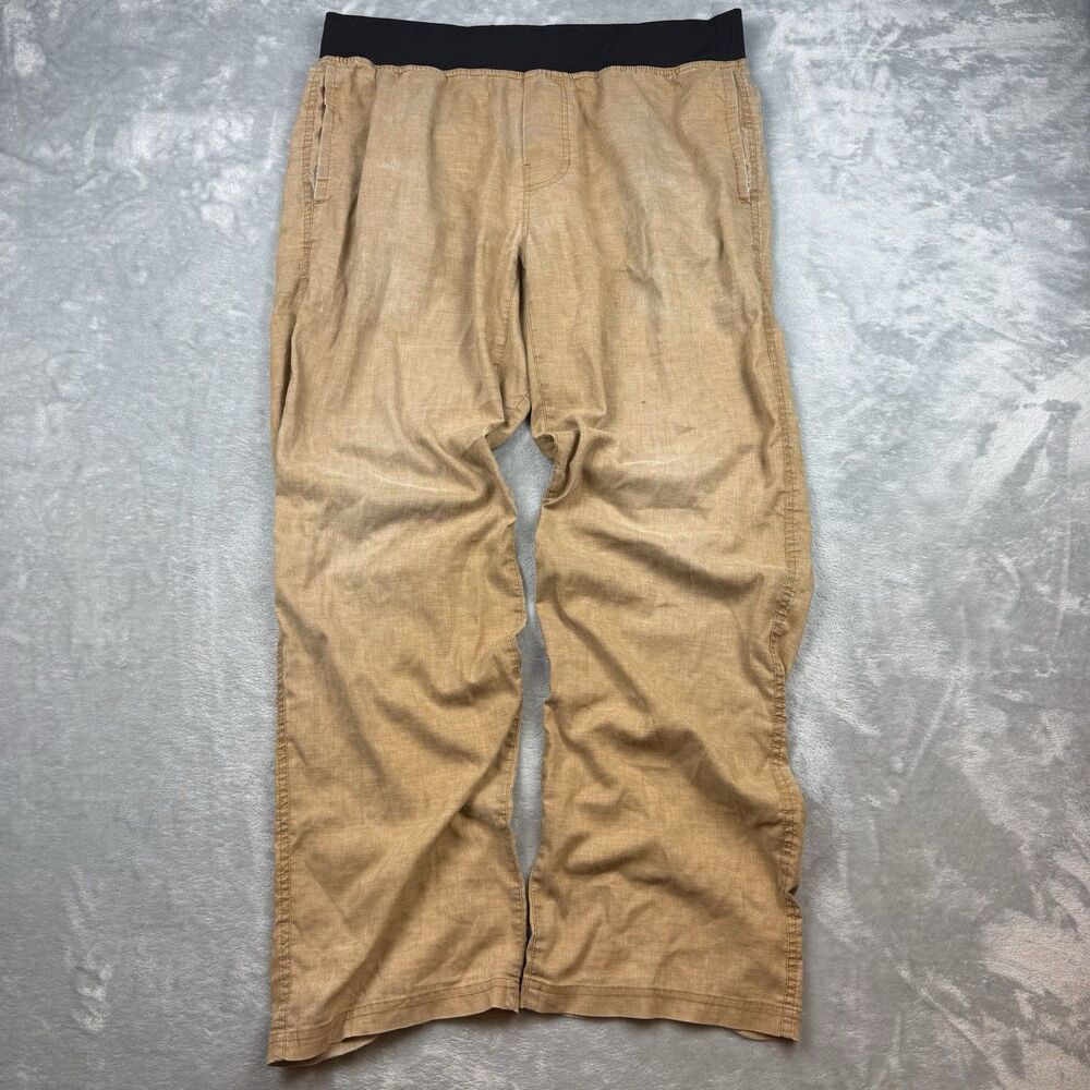 Prana Vaha Yoga Pants Hemp Blend Lightweight Pull On Casual Large Outdoor Tan